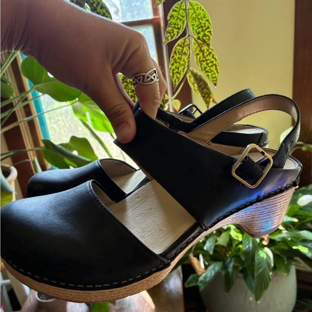 Dansko Lucia Black Oiled Buckle Shoes